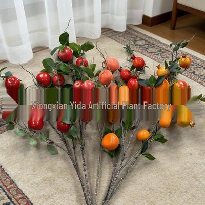 Artificial Pomegranate Branch with Red Fruit for Home and Indoor Decoration