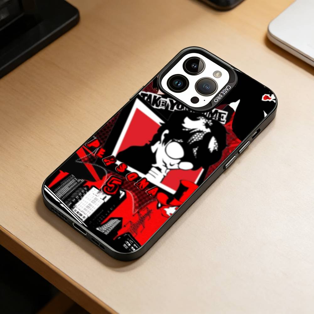 games-Wallpaper Persona 5  Phone Case For iPhone 17,16,15,14,13,12,11 Plus,Pro Max,XS,Colored Silver Plated Inside Cover