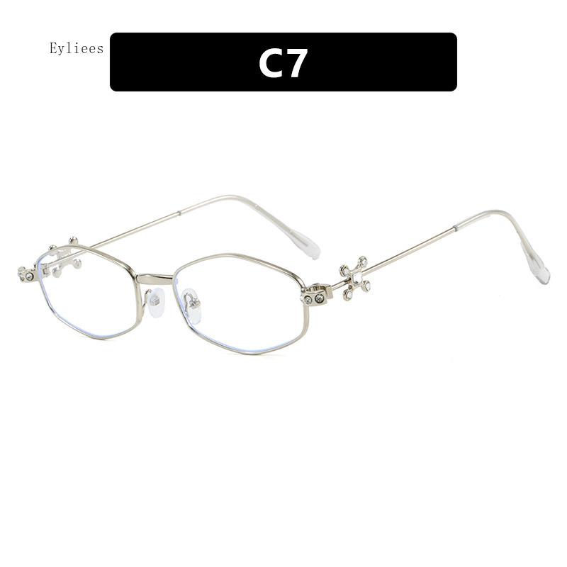 

Diamonds Eyeglasses Women Bling Rhinestone Oval Shades Clear Glasses Frames Metal Silver Fashion Retro Diamond Frame Eyewear