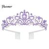Birthday Rhinestone Crown 2Pcs/Set Women Shiny Tiara Crowns Belt Set With Diamond-like Texture Girls Princess with Combs Party Decoration