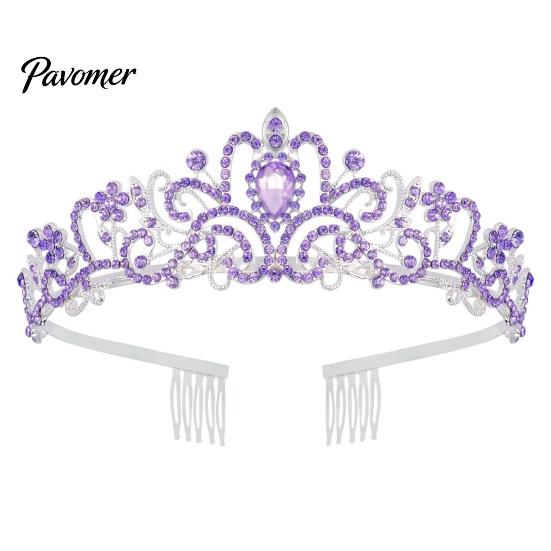 Birthday Rhinestone Crown 2Pcs/Set Women Shiny Tiara Crowns Belt Set With Diamond-like Texture Girls Princess with Combs Party Decoration
