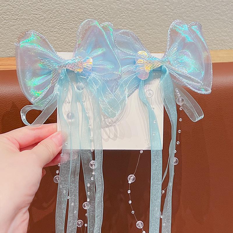 Rainbow Bow Braided Hair Clip for Girls - Cute Hair Accessory with Ribbon Hairpin