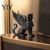 Compact Bookshelf Display Figurine 3D Printed Egyptian Sphinx Collectible Figurine, Statues, Ancient Gods Statue Matte Black Ornaments, Sculpture with