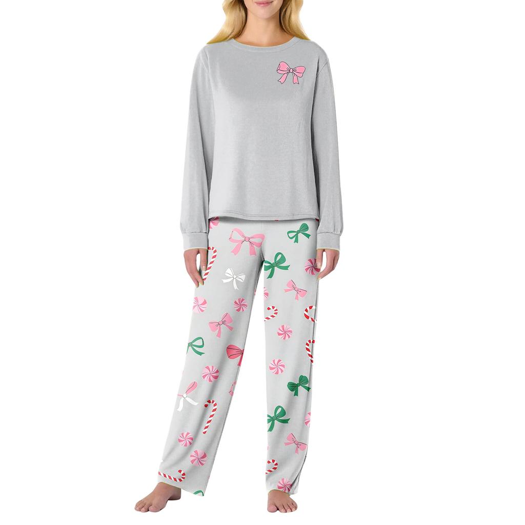 Women's Butterfly Print Long,Sleeved Pajama Set