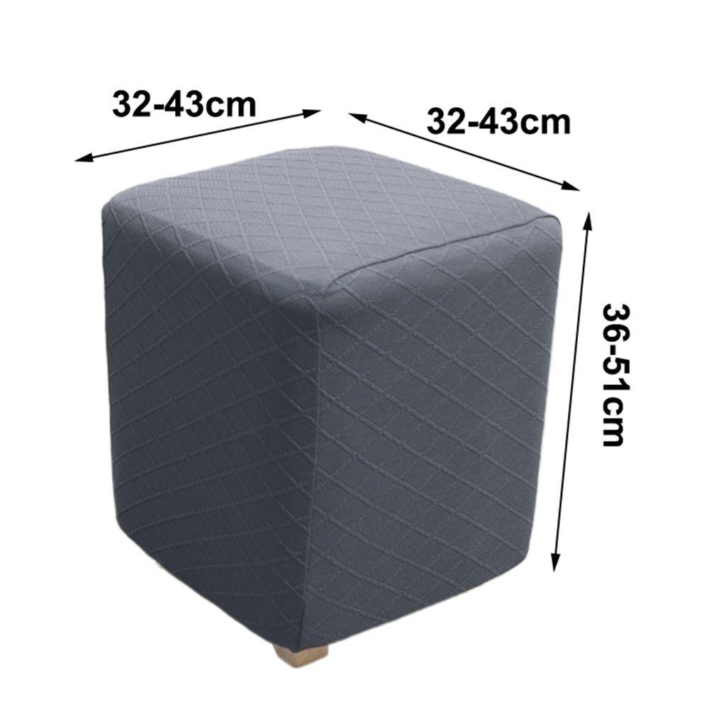 Elastic Jacquard Ottoman Cover Solid Color Footstool Case Durable Pouf Stool Cover  Home Decor