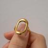Stainless Steel Metal Hollow Square Open Rings For Women Vintage Gold Color Geometric Waterproof Chunky Ring Jewelry