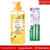 darlie soft toothbrush 2-pack + lux shampoo 470ml bergamot white pear