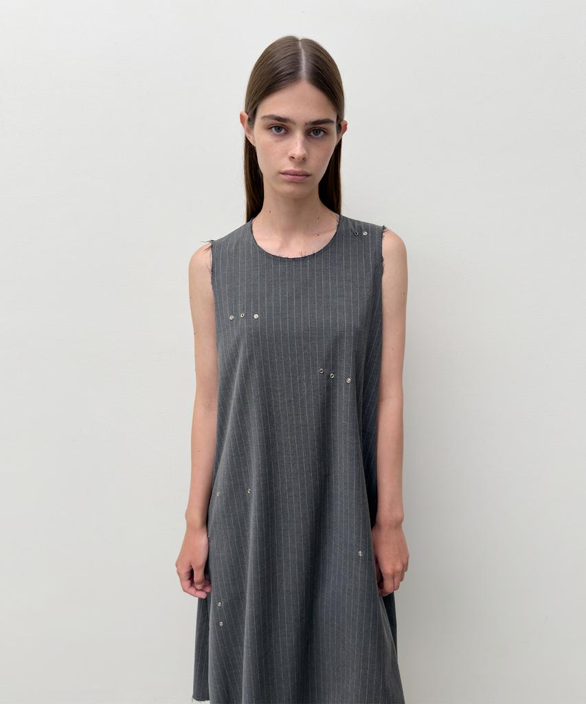 Daiaegeuneol Unbalanced Long Dress (Charcoal)