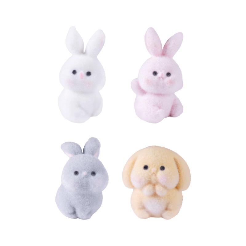 Plush Figurines Cute Little Rabbits Family Figurines Adorable Decorative ItemsKeychains Bags Accessories and Small Ornaments