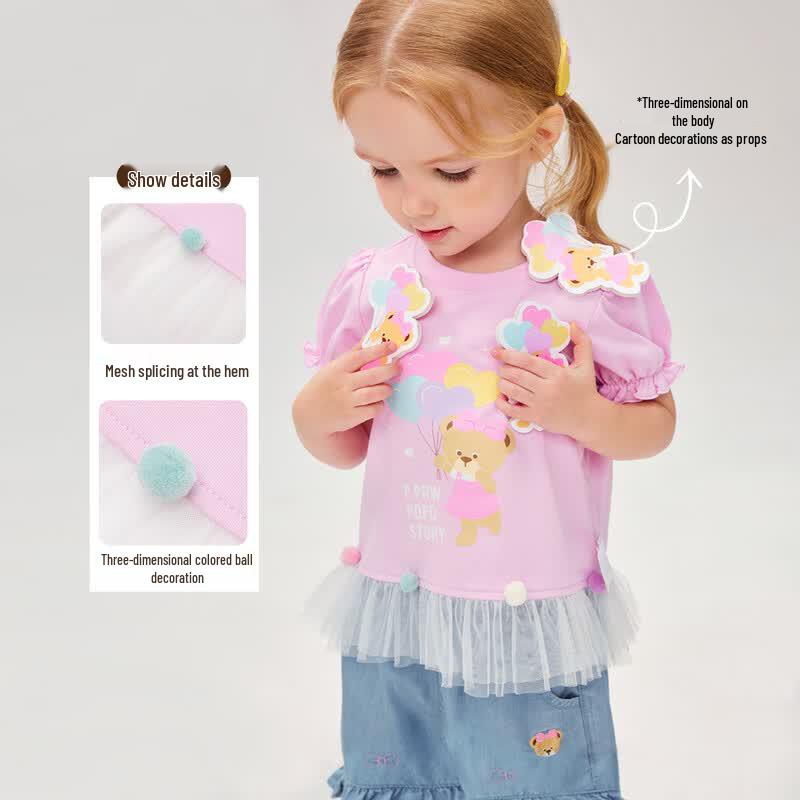 PawinPaw Cartoon Bear Baby Girl Princess Sleeve T-Shirt