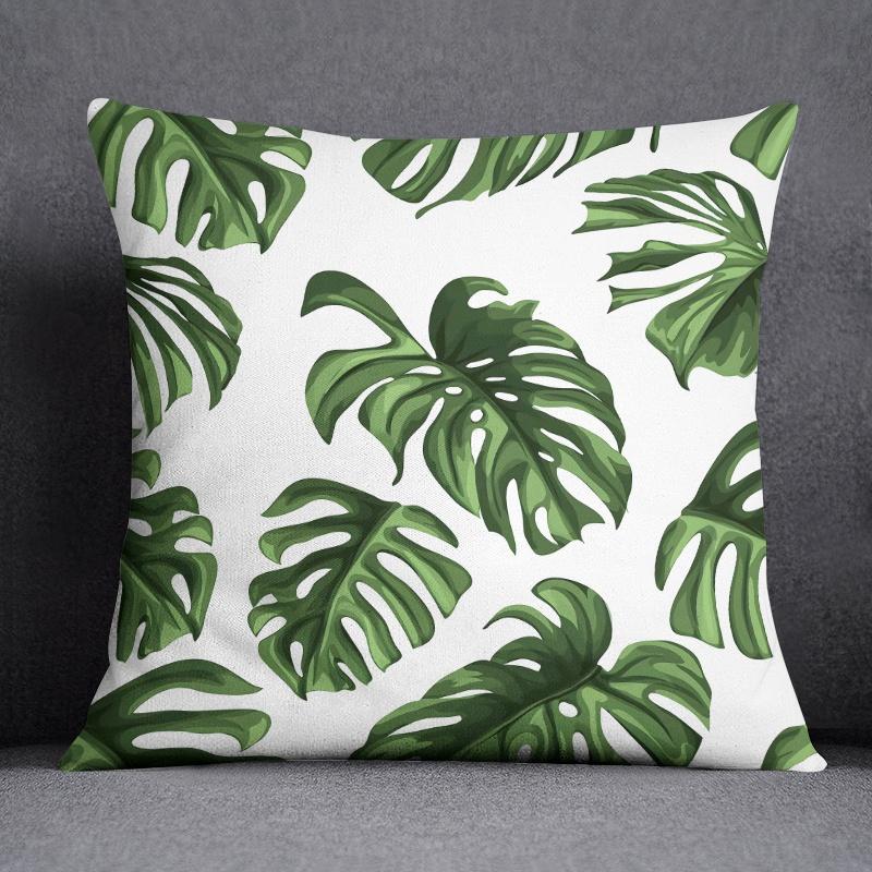

Tropical green plant leaf print pattern home office bedroom sofa car decoration throw pillow pillowcase 45 * 45cm 16x16Inch