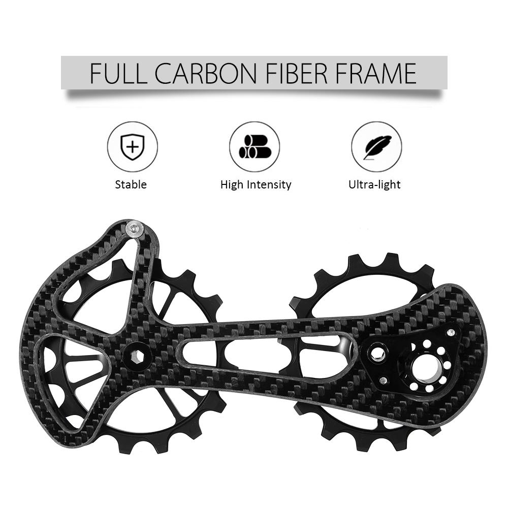 Set di ruote per puleggia jockey con cuscinetto in ceramica per bici da bicicletta 16T Guida per deragliatore posteriore CNC in fibra di carbonio