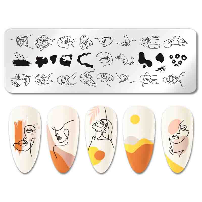 

1 шт. Прямоугольный шаблон для тиснения модный дизайн пластина для дизайна ногтей 028