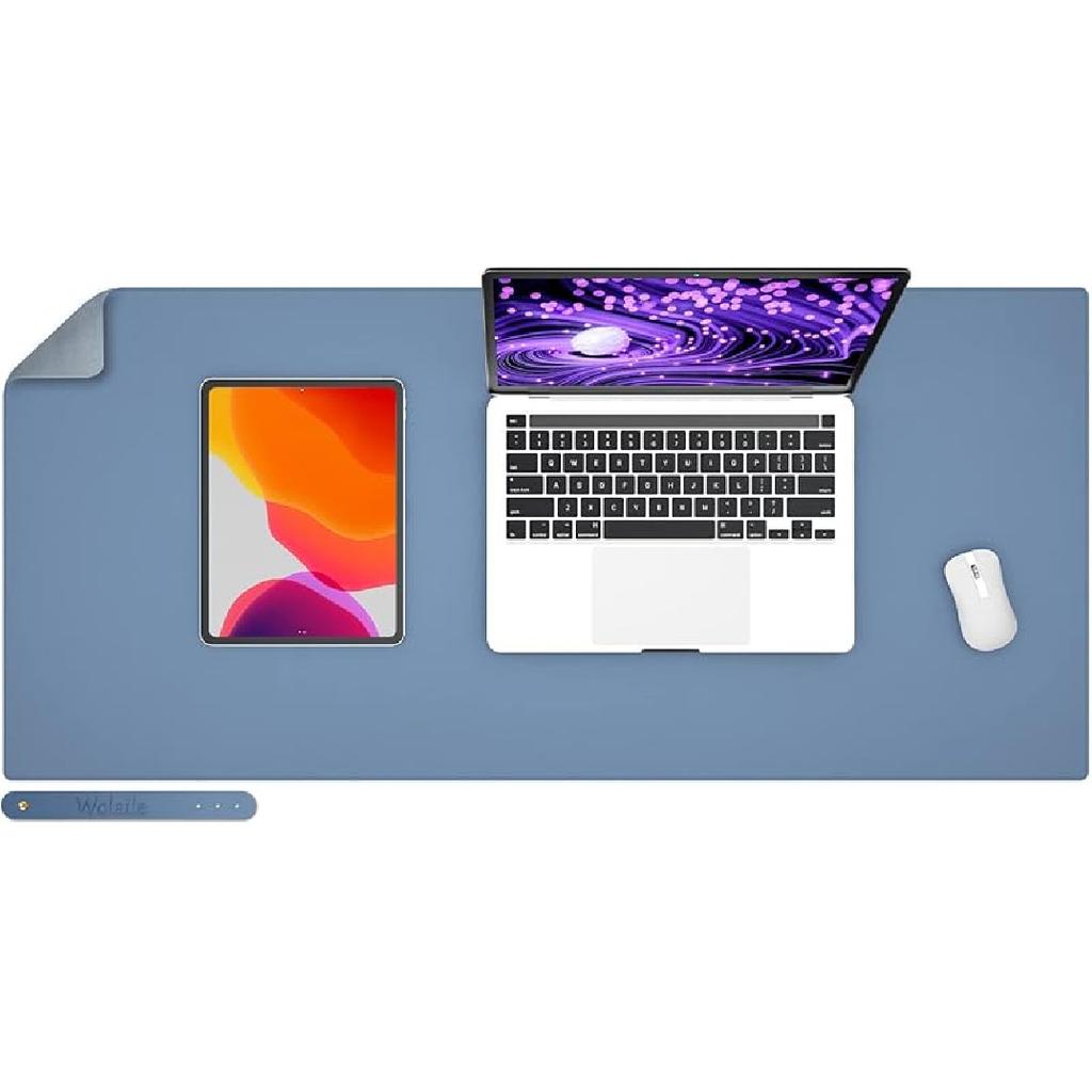 Leather Desk Pad Blotter,Wolaile 36x17 inch Big Keyboard Mouse Pad,Waterproof Non-Slip Writing Desk Computer Mat Desktop Protector for Office