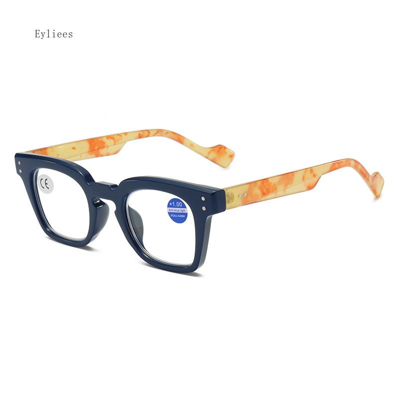 Retro Fashion Reading Spectacles Male Square PC Flat Lenses Female Anti- Blue-Ray Eye Spectacles Finished Prescription Spectacles+1.0
