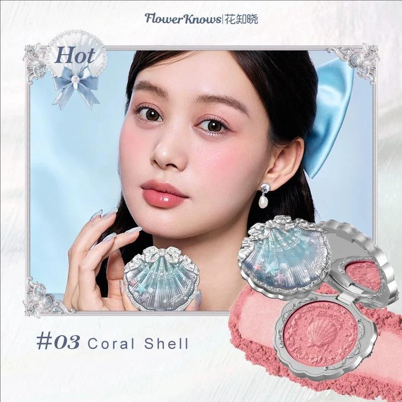 

Flower Knows Shells Jewel Silk Satin Blush Long Lasting Highly Pigmented Smooth Velvet Finish Lightweight Face Cheek Makeup лаванда рожевого кольору