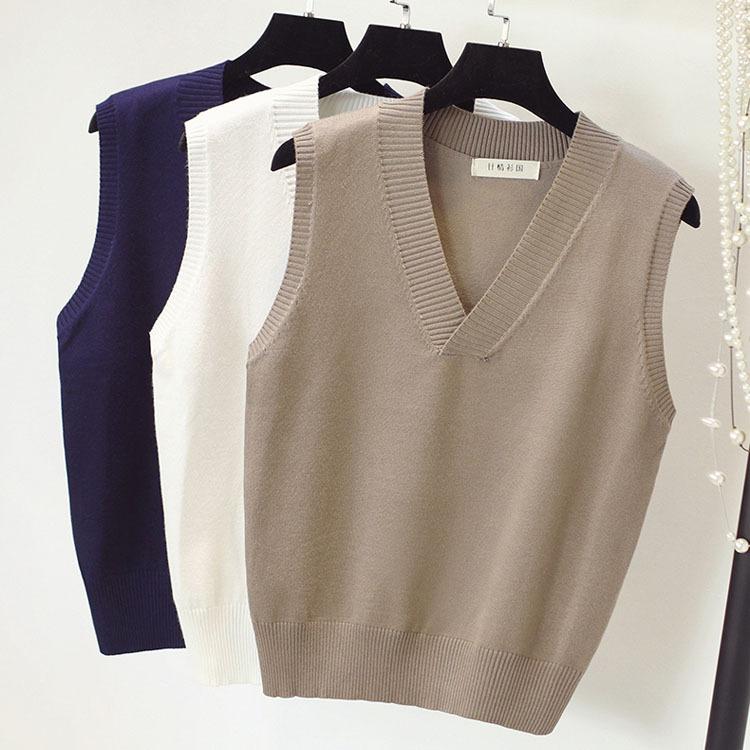 Herbst und Winter große Größe Strickweste Damen locker Pullover V-Ausschnitt Pulloverweste Weste dicke mm dünn und dünn locker