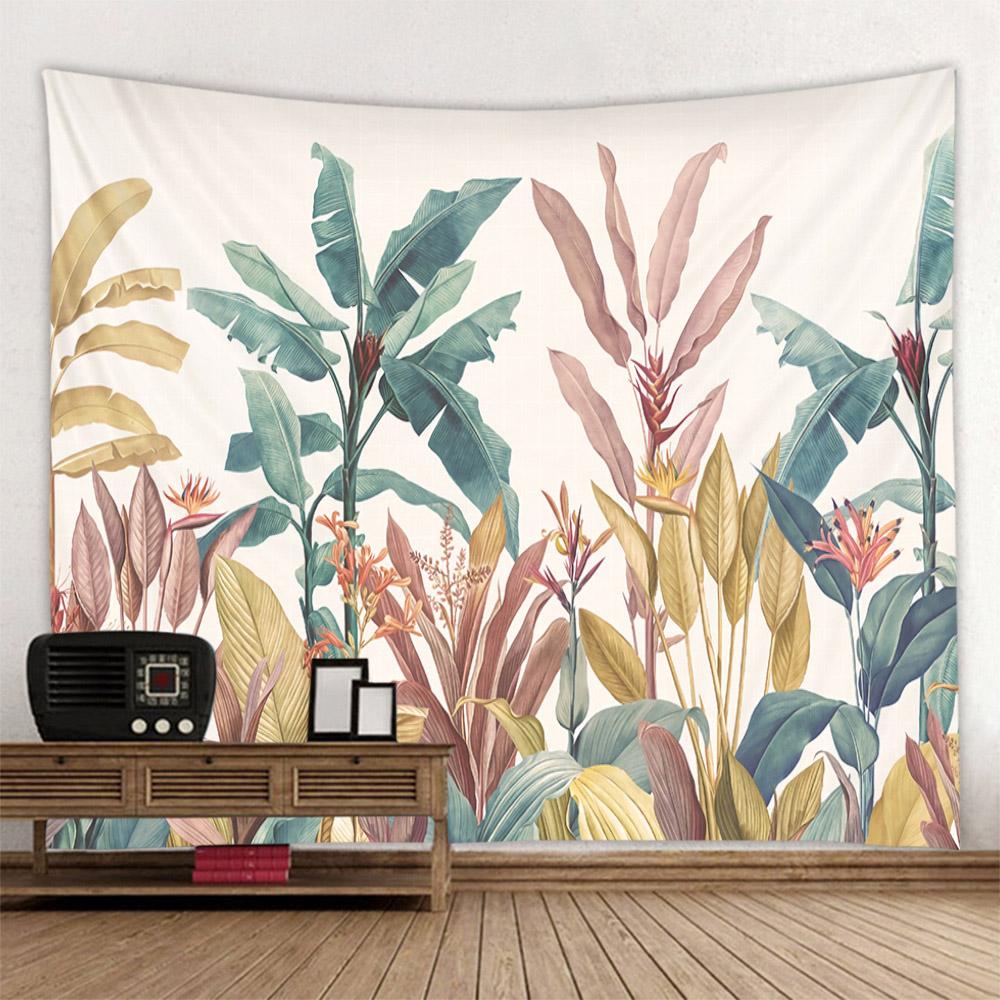 Tropical Plant Art Tapestry, Bedroom Wall Decoration, Living Room, Dormitory Wall Hanging, Bohemian Room Aesthetic Tapestry