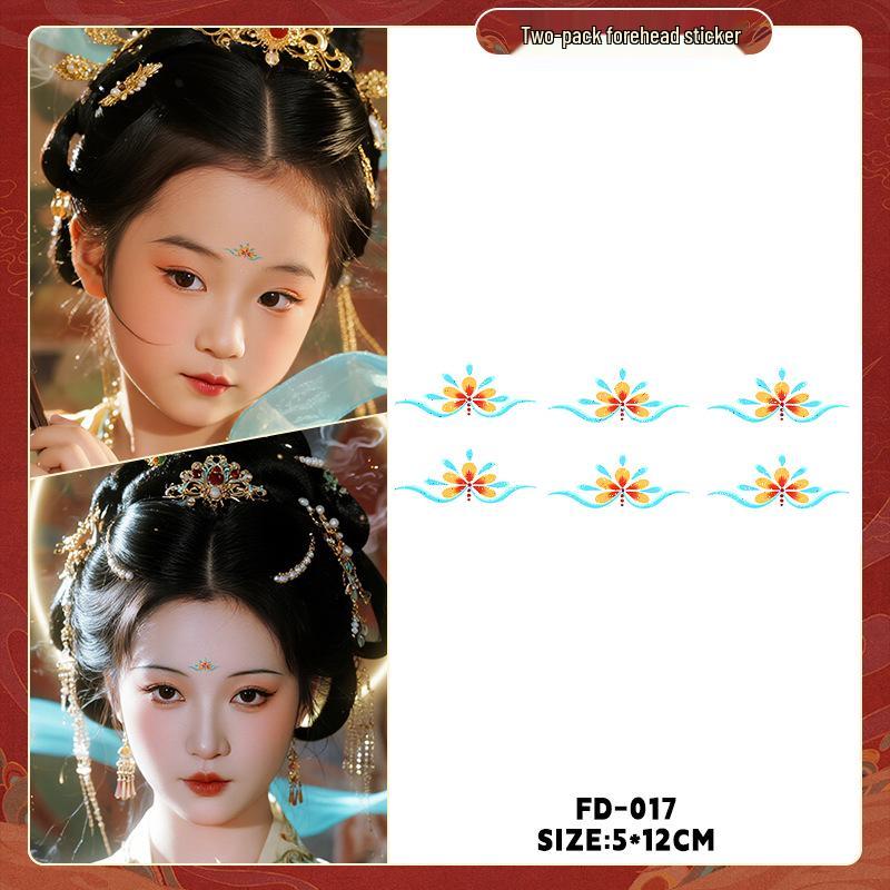 Dunhuang Glitter Face Stickers: Ancient Style Forehead & Eye Tattoos for Hanfu and Stage Performance