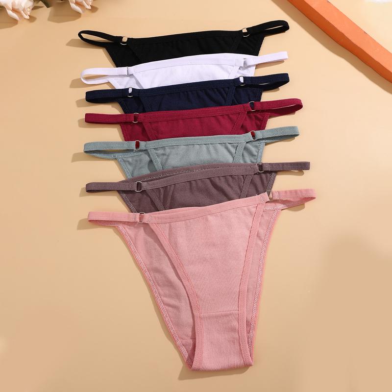 FINETOO 4 Pezzi Mutandine da Donna in Cotone Sexy Anello Metallico in Vita Biancheria Intima Mutandine Traspiranti Lisce Slip Morbidi da Donna Lingerie Comfort