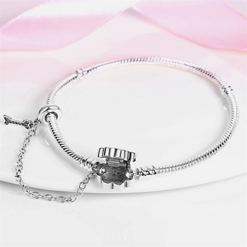 Cute Pet Paw Safety Chain Bracelet DIY Jewelry Accessories 925 Silver