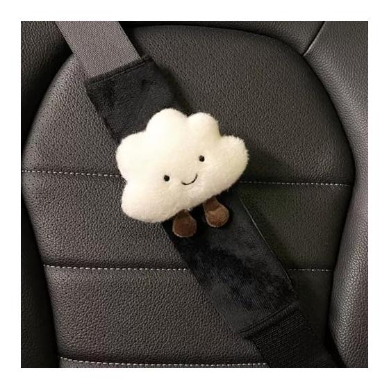 Seat Belt Shoulder Pad Cover, Set of 2, Cloud Plush Pad, Cute Cushion, Easy Installation, Strangulation Prevention, Car Accessory