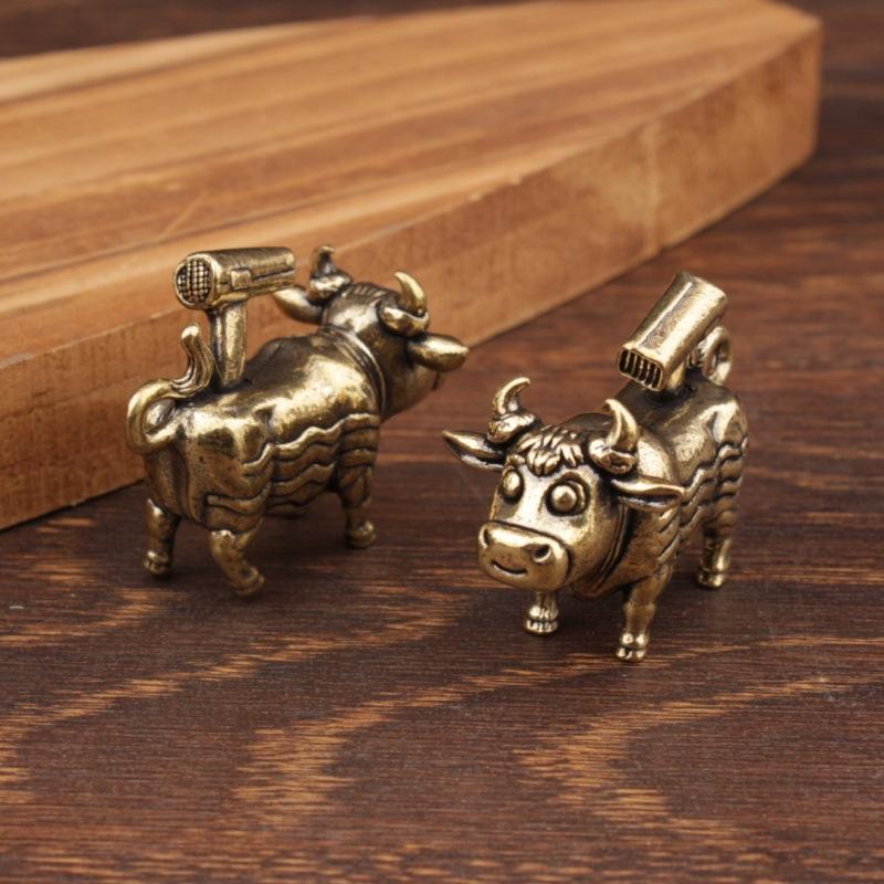 Brass Cow Mini Figurine Animal Sculpture Office Desktop Collectible Unique Gift Home Decoration brass