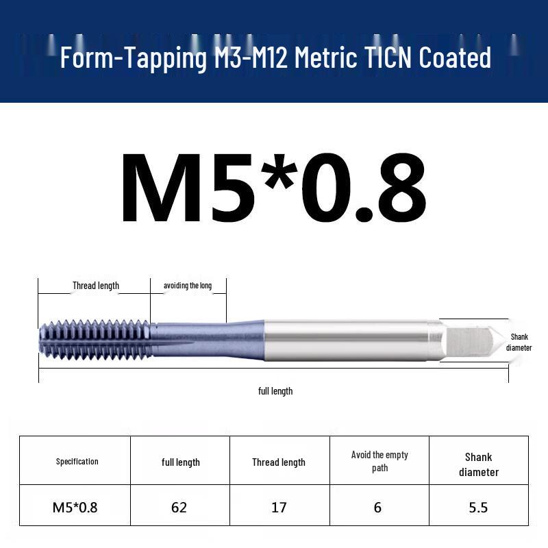 M5x0.8 Black Titanium Coated Machine Forming Tap