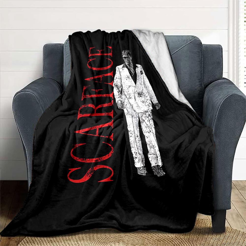 1pc Scarface Soft Flannel All Season Throw for Home, Office, Outdoor UseDurable Comfort Soft Warm Throw for Home