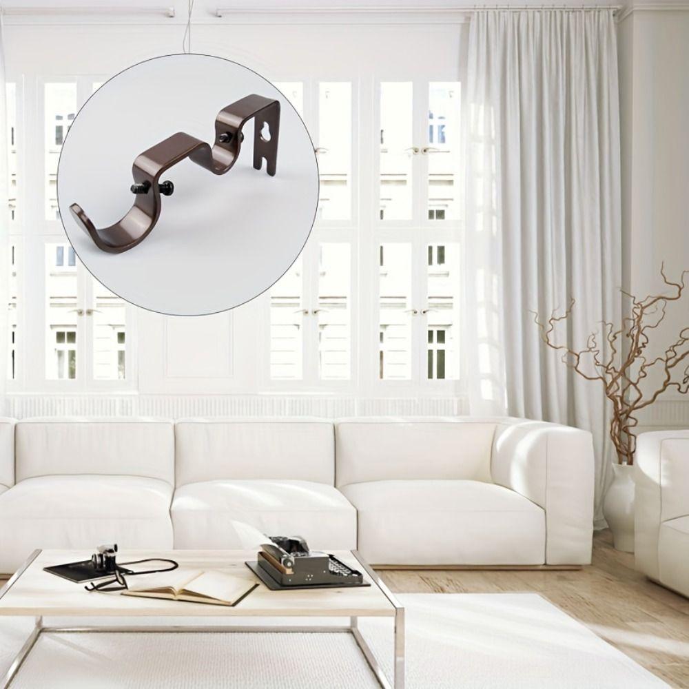 2Pcs Heavy-duty Roman Rod Support Holder Double Rod Double-Layer Hanging Brackets  Windows