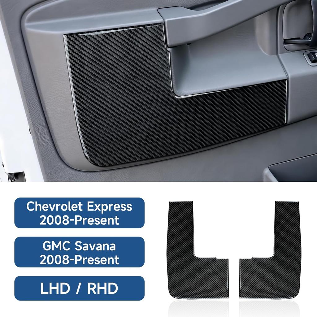 For Express Door Panel Carbon Fiber Cover Trim Decals Accessories for Chevrolet Express/GMC Savana 1500 2500 3500 2003 - Present Interior Sticker