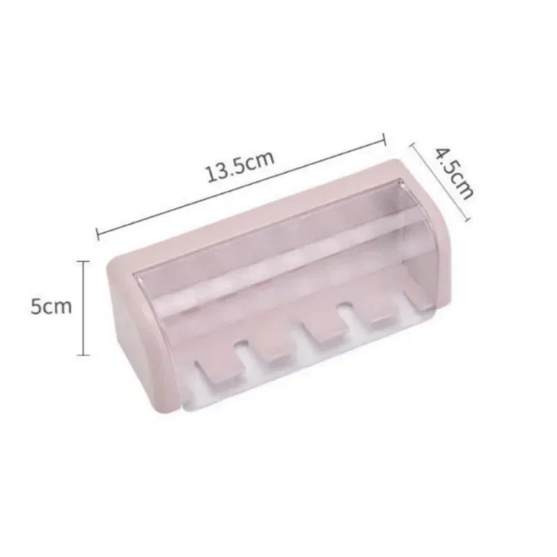 5-Slot Modern Wall-Mounted Toothbrush Holder with Hygienic Cover - Space-Saving Storage Organizer for Busy Bathrooms - Durable