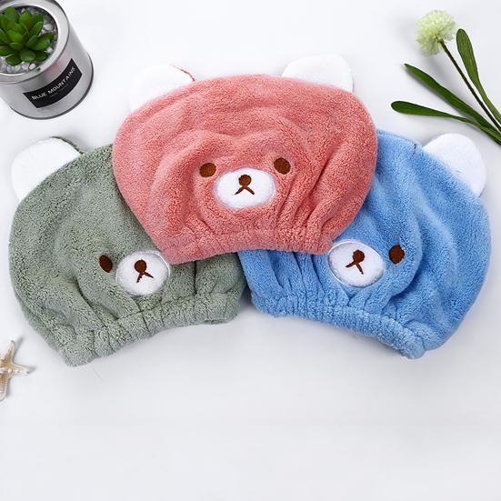 Hair Drying Cap Fluffy Quick-dry Coral Fleece Multi-functional Kids Cartoon Elastic Hair Hat