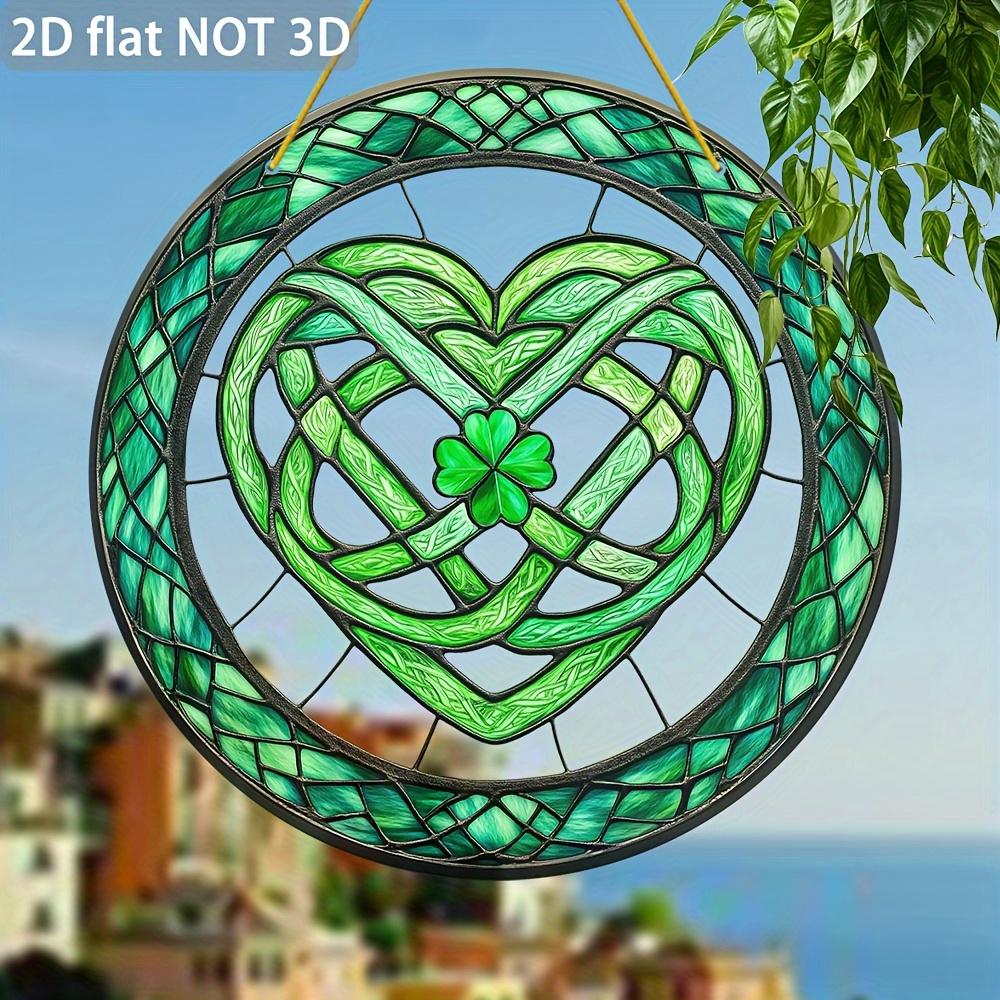 

Celtic Knot and Clover Sun Catcher, Colorful Sign Decoration, St. Patrick s Day Window Hanging, Nurseries, Vintage Home Decor Wall for Bar Kitchen, Re 20*20cm