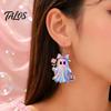 Burr-free Smooth Earrings 1 Pair Acrylic Halloween Earrings, Cute Pink Ghost Dangle Curved Hook Drop Holiday Costume Jewelry for Women Bow Detail