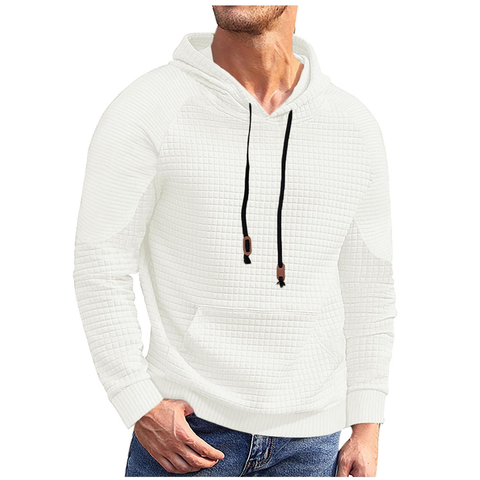 Mens Hoodies Lightweight Casual Pullover Shirts Basic Fall Long Sleeve Hooded Sweatshirt With Pocket XL белый 1990₽