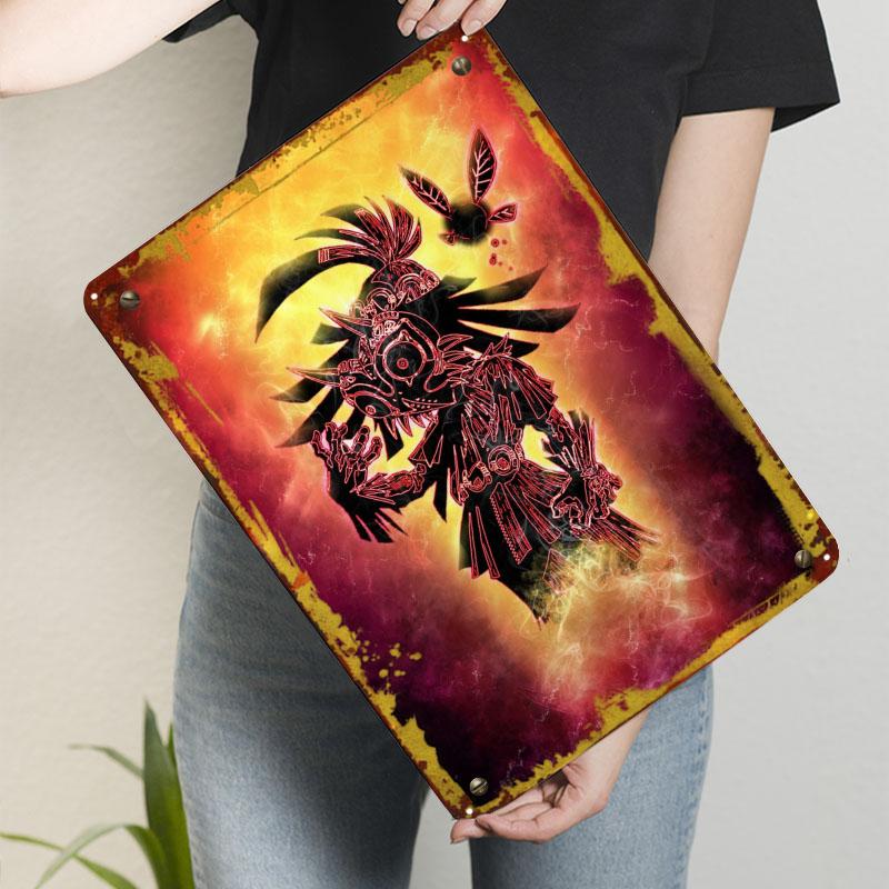 Link Zelda Spiel Gaming Schild Videospiel Poster Wandkunst Wandbild Individuelle Metallschilder für Wanddekoration Zauberstab Deko Heimdeko