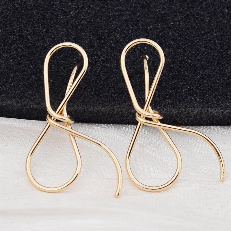

Trend Knotted Women s Dangle Earrings Big Hollow Knot Exaggerated European Gold-color Punk Fashion Zircon Famale Drop Earrings