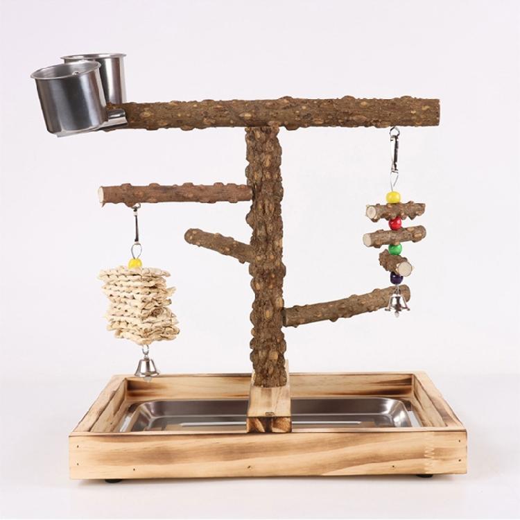 Pet Bird Cage Perch Stand Swing Parrots Swing Gym Toy with Tray+Food Cups