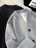 Men's Retro Waffle Knit V-Neck Cardigan Hoodie – Spring/Autumn Heavyweight Loose Casual Jacket.