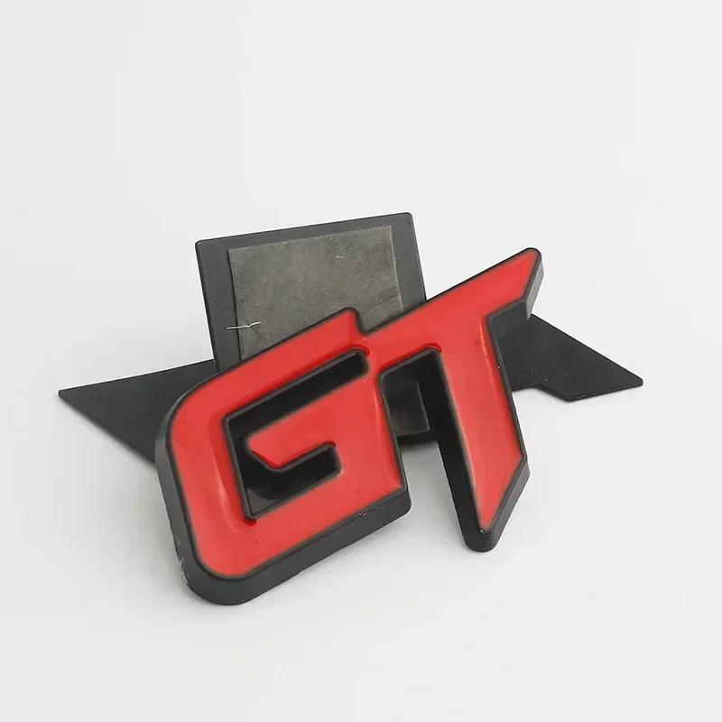 3D Metal GT Letters Car Front Grille Rear Trunk Fender Emblem Badge Sticker Decals Styling Accessories Black Red-Badge