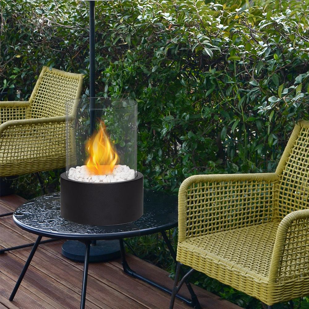 Round Metal Black Table Fireplace Tabletop Ethanol Fireplace Round Black Bio Ethanol Ventless Fireplace (EU Stock)