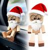 Christmas Santa Claus Wooden Doll Car Decoration Flexible With Magnetic Expressions Joints 12 Facial Figurine Changeable D0K3