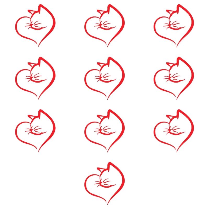 Creative Cats &Heart Pattern Car Sticker Reflective Safety Decal Strong PVC Decal for Vehicle Glass Night Driving