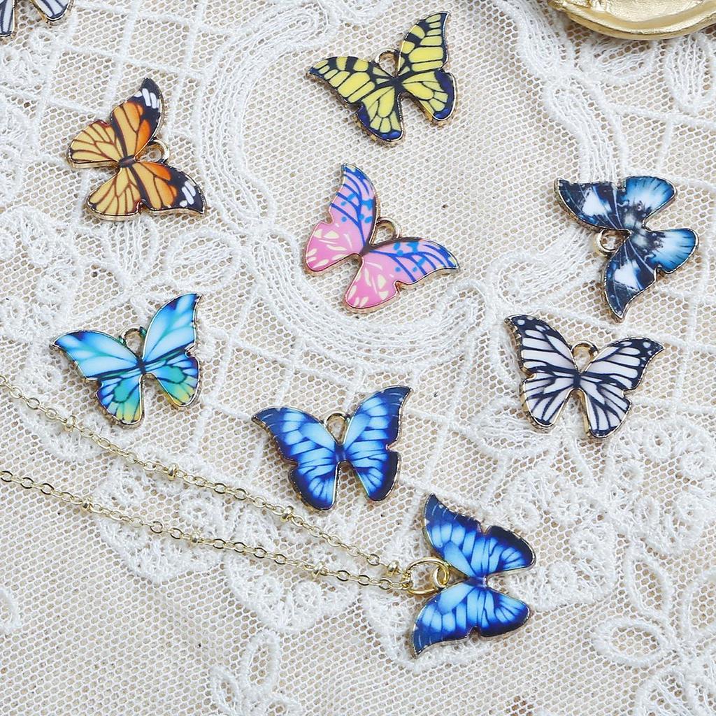 4Pcs 15*21mm Multiple Colors Butterfly Droping Oil Alloy Metal Accessories For Jewelry Component Making DIY Necklace Bracelet Earring