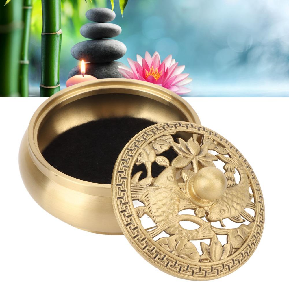 3pcs With Lid Incense Burner Holder Brass Brass Incense Burner  For Home Yoga Spa Decor