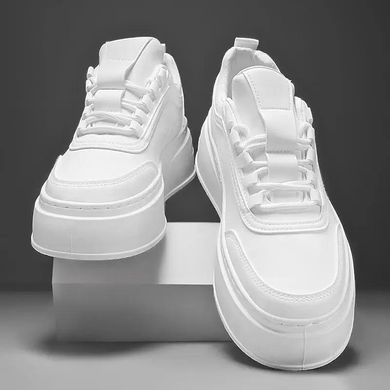 

Новые мужские кеды на толстой подошве, обувь на платформе, модная повседневная обувь, студенческие, на четыре сезона, маленькие белые кеды 2025 39 белый