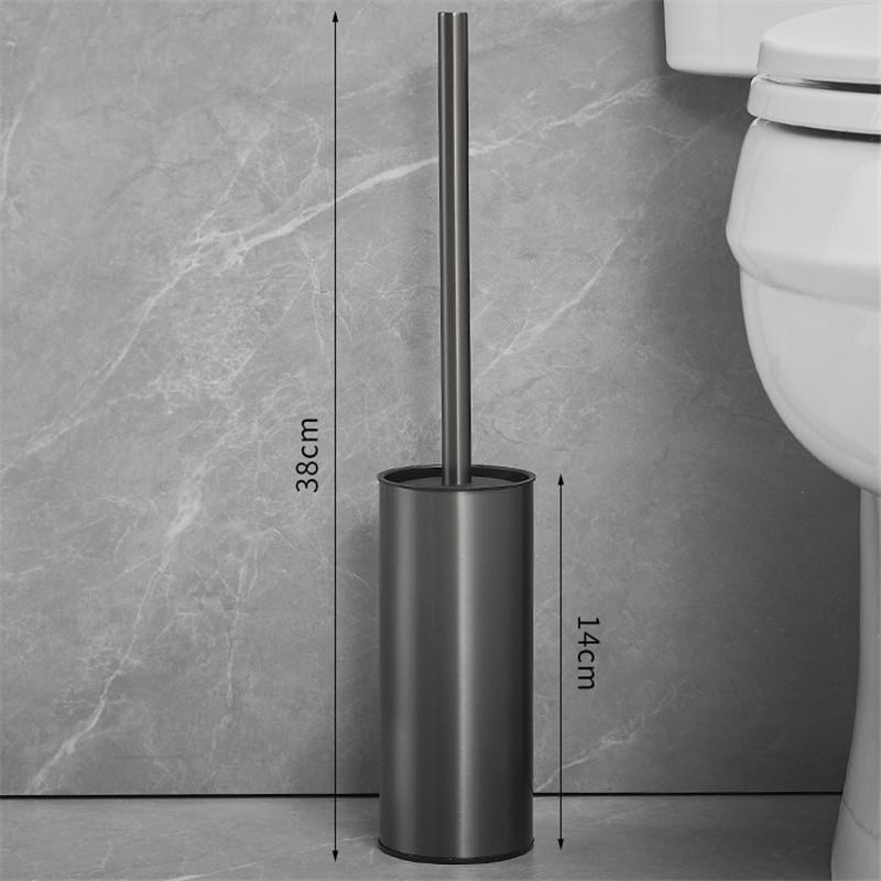 Schwarzer WC-Bürstenhalter mit Bürste, Edelstahl, graues Set zur Reinigung von Badezimmer-WC-Bürsten
