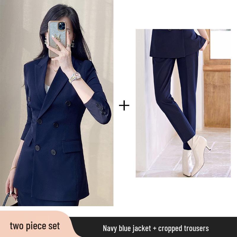 Women's Professional Suit Set: High-End Black Formal Wear for Interviews and Office