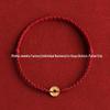 Year of the Horse Gold Wealth Bracelet with Pixiu, Clover Charm, and Red Rope
